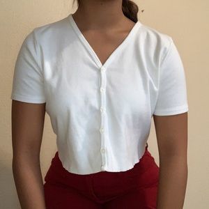 Brandy Melville Cropped Button Up Tee